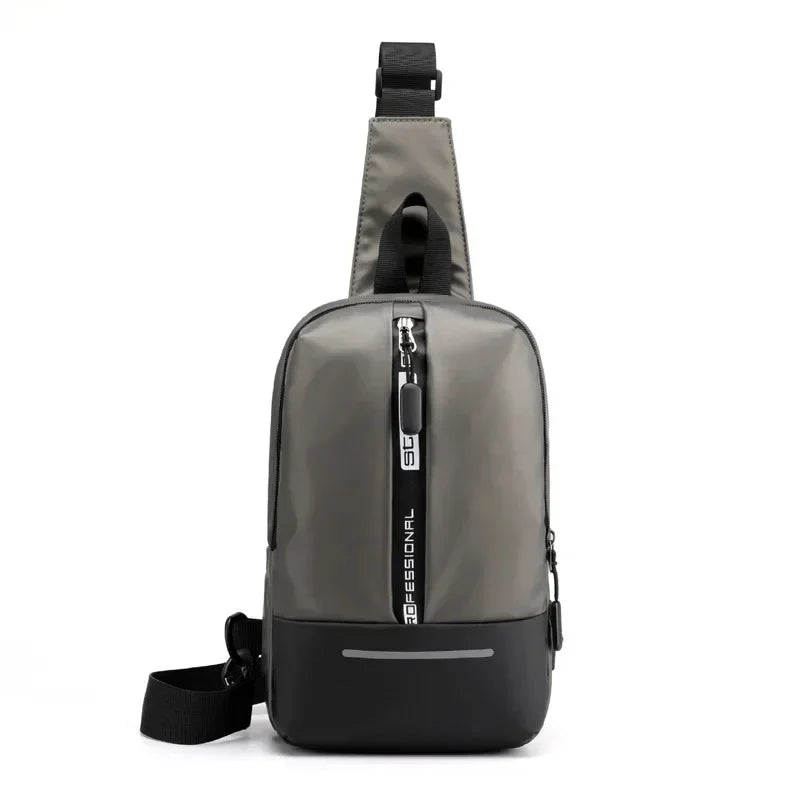 Male High Quality Nylon Messenger Chest Bags Multi-USB Charging Reflective Strip Men Shoulder Sling Daypack Backpack Rucksack