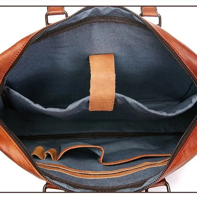 Man's Vintage Cow Briefcase 2024 Men Genuine Leather Handbag Business Laptop Male Luxury Shoulder Messenger Bag