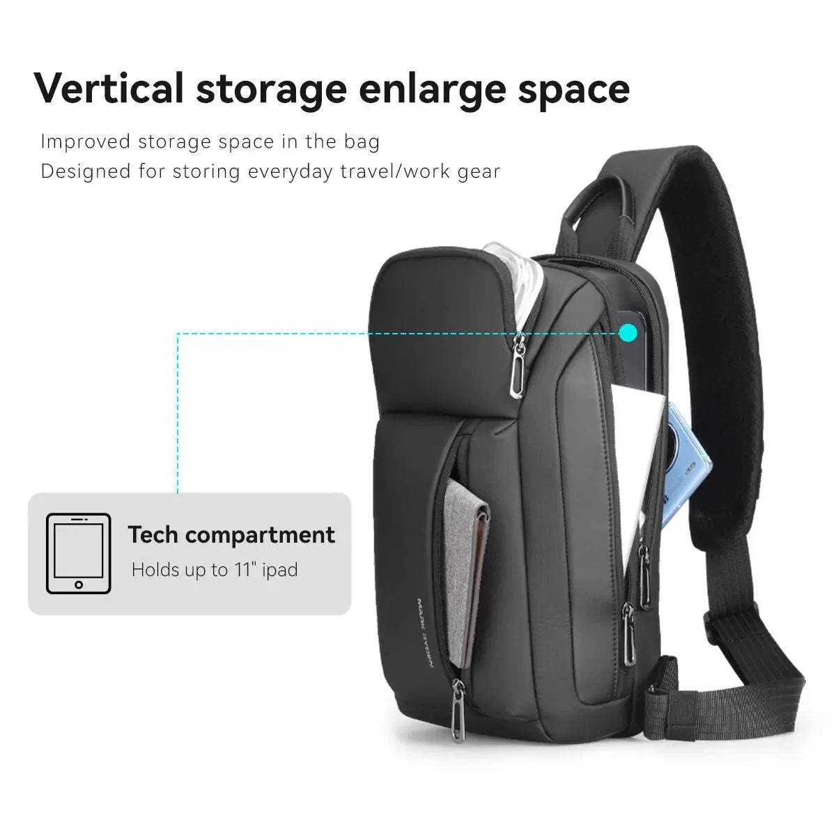 Mark Ryden Chest bag Multifunctional men's crossbody bag large capacity casual small backpack