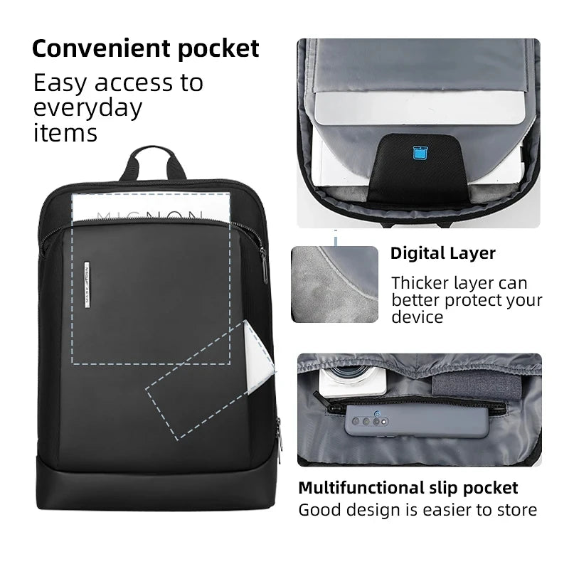 Mark Ryden Compartment travel bag black backpack Men Multifunctional Waterproof Backpack 15.6 inch Computer Pouch USB Interfa