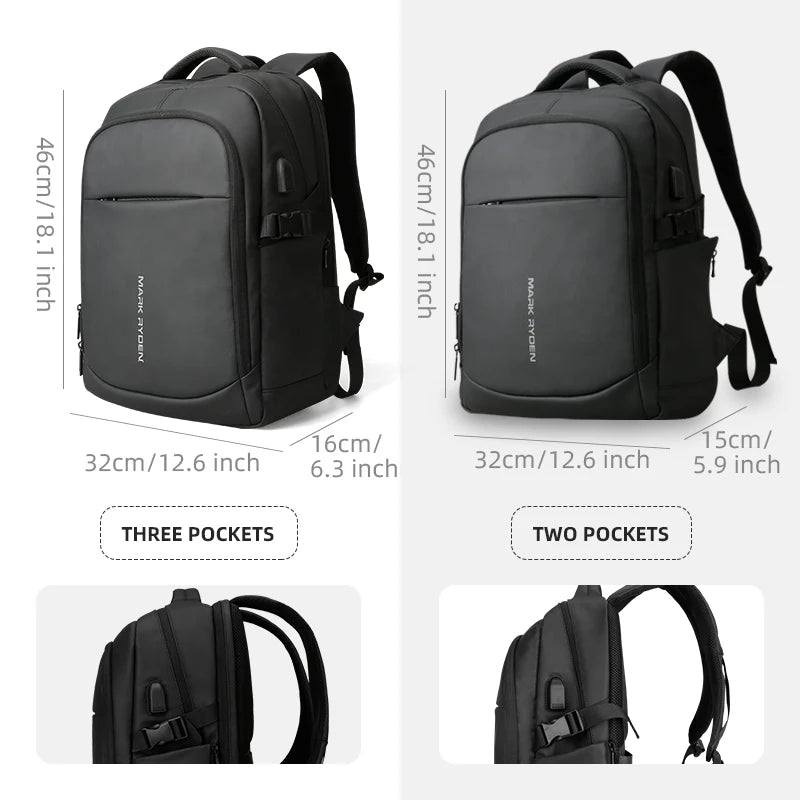 Mark Ryden Man Backpack Waterproof 15.6inch Laptop Multi-layer Pockets Bag Man USB Charging School Backpack Travel Mochilas