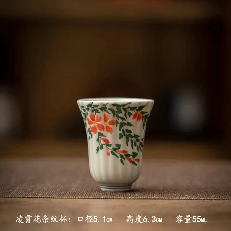 Master Underglaze Color Single Cup Drinking Tea Hand Drawn Teacup Kung Fu Set Ceramic Japanese Retro Style Household Cups Dining