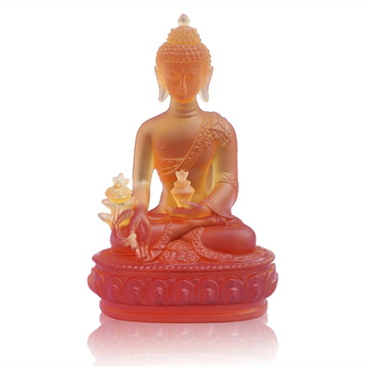 Medicine Buddha Statue, Translucent Resin Buddha Sculpture Figurine Meditation Spiritual Home Decor Collectible