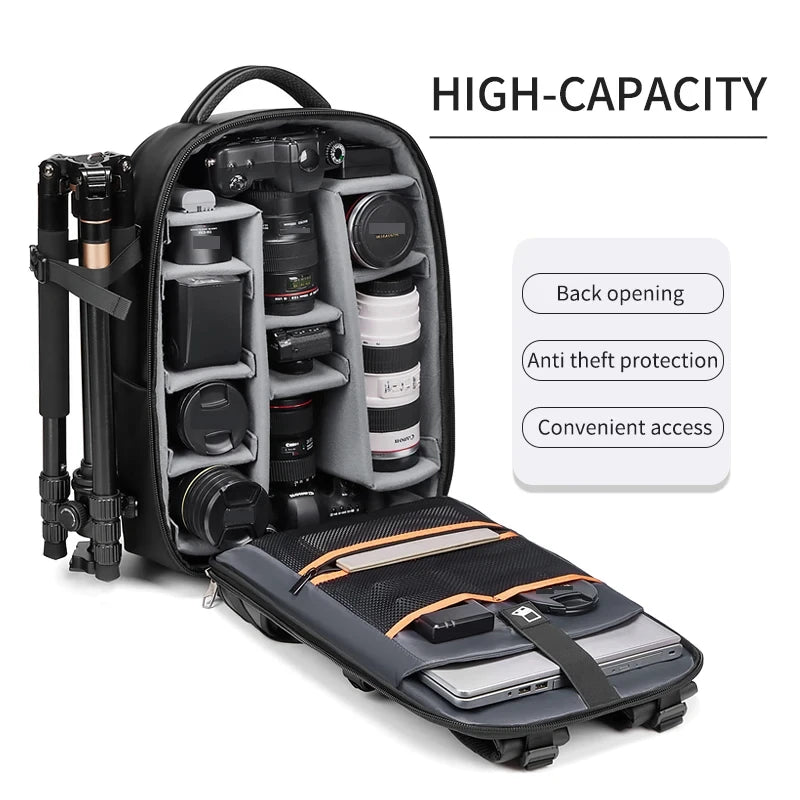 Men Backpack Travel Professional SLR Camera Bag for Canon Nikon Waterproof Outdoor Digital Bags Multifinonal with Tripod Bracket