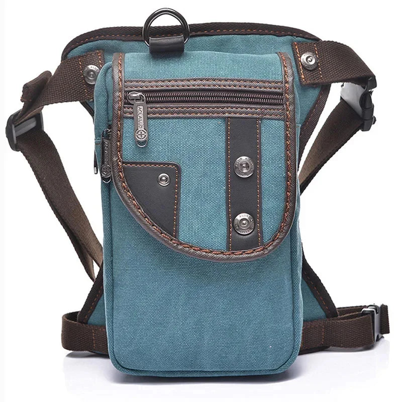 Men Canvas/Nylon Drop Leg Fanny Bag Belt Hip Bum Thigh Pouch Motorcycle Trekking Crossbody Messenger Shoulder Waist Pack Bags