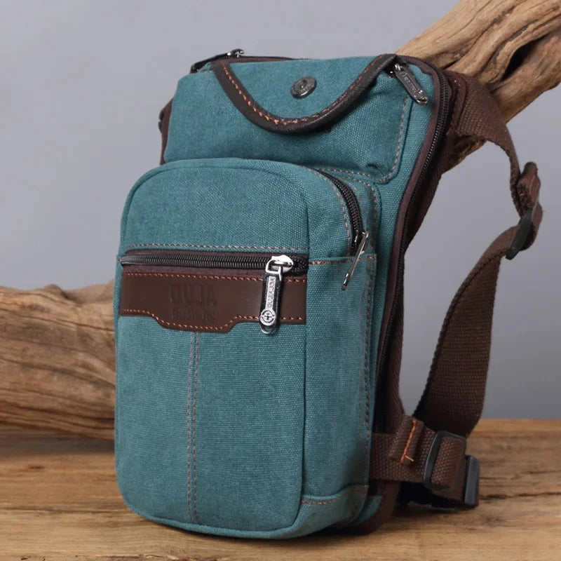 Men Canvas/Nylon Fanny Drop Leg Bags Thigh Pouch Motorcycle Riding Cross Body Shoulder Bag Military Hip Bum Belt Waist Pack