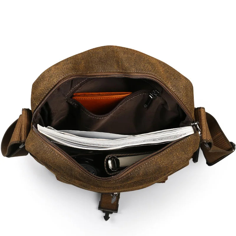 Men Canvas Shoulder Bags Leisure Resistant Retro Messenger Vintage Outdoor Wear Resistance Bag Casual Fashion Crossbody Bag