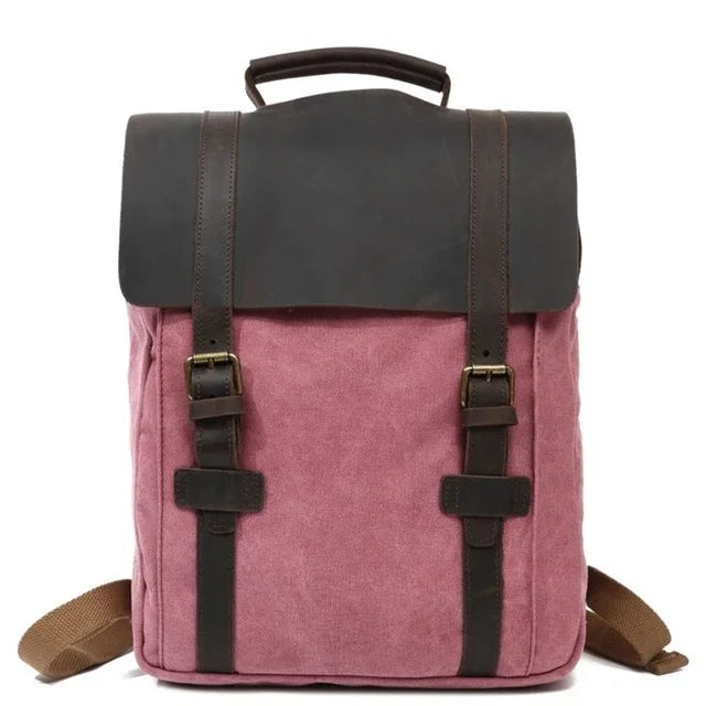 Men Canvas vintage backpack for School Bag Military leather Backpack Women Rucksack Male Knapsack Bagpack mochilas feminina