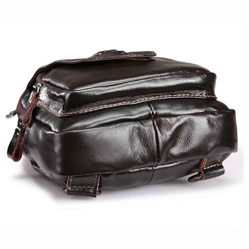 Men Cross Body Shoulder Chest Bag Sling Backpack Genuine Leather Travel Crocodile Pattern Oil Wax Cowhide Male Messenger Bags