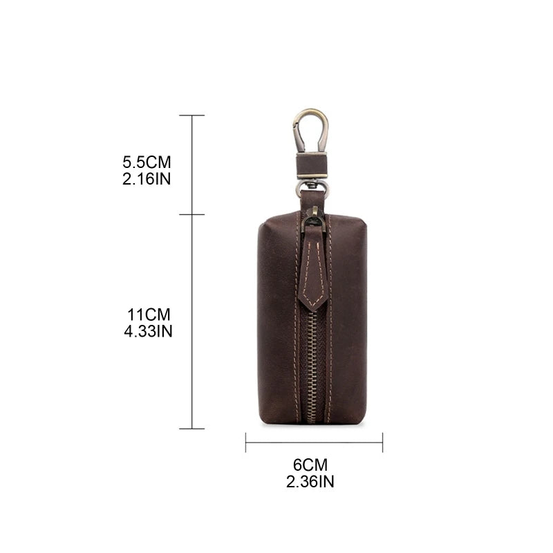 Men Fashion Headset Coin Purse Leather Change Wallet Pouch with Keyring Zipper Pocket