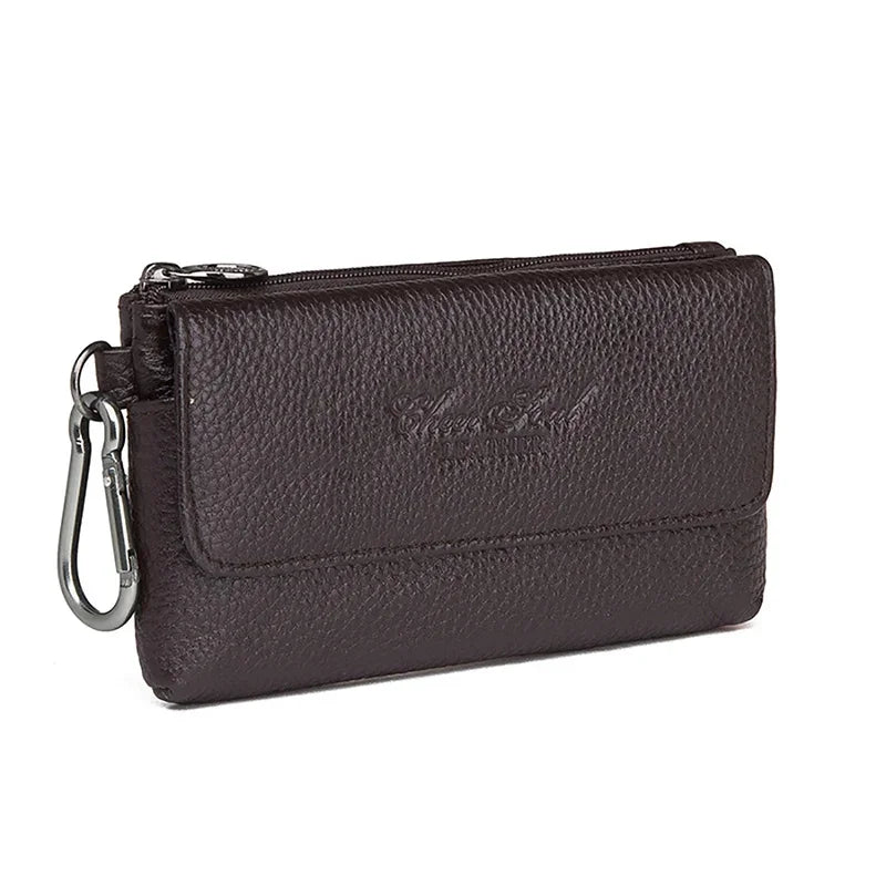 Men Genuine Leather Mobile Cell Phone Case Skin Belt Bag Loop High Quality Real Cowhide Male Hip Bum Fanny Hook Waist Pack