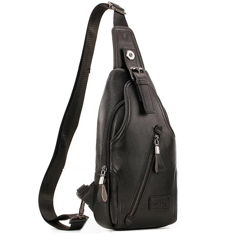 Men Genuine Leather Shoulder Cross body Chest Bag Sling BackpackFashion Travel Designer Real Cowhide Male Side Messenger Bags