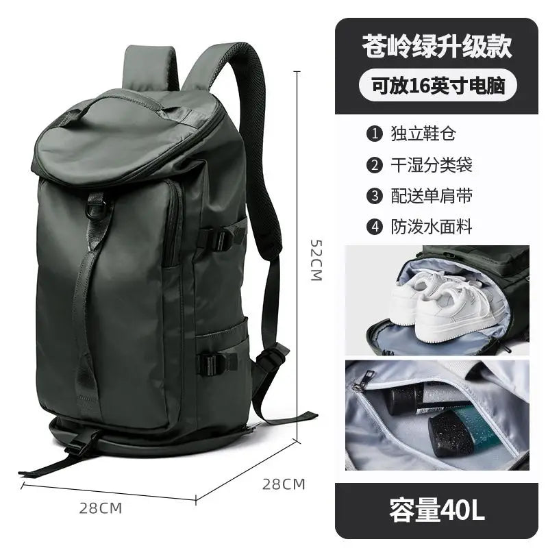 Men Leather Bucket Backpack Multifunctional Travel Bag Large Capacity Luggage Male Backpacks Travel Shoulder Bags