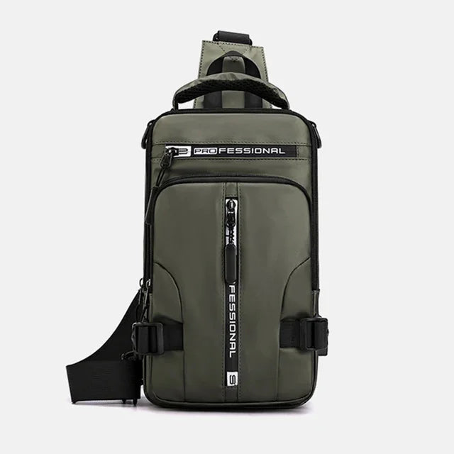 Men Nylon Backpack Rucksack Cross body Shoulder Bag with USB Charging Port Travel Male Knapsack Daypack Messenger Chest Bags New