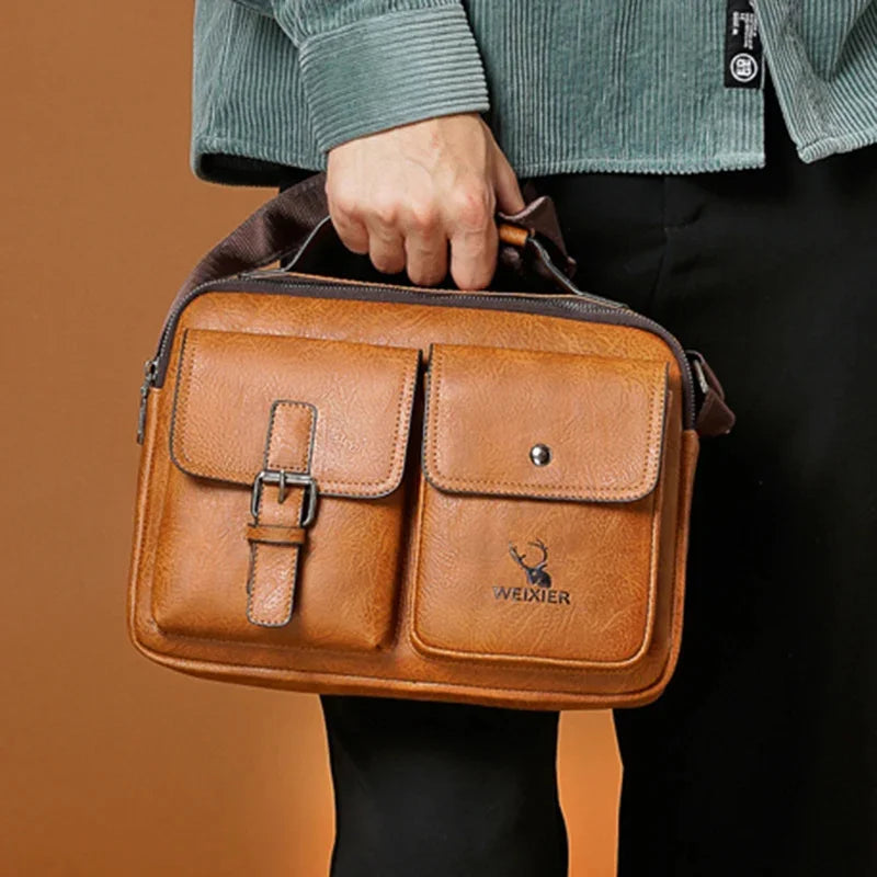 Men One Shoulder Cross body Handbag Business Briefcases Casual Laptop Retro Office Male Tote Top Handle Messenger Bag