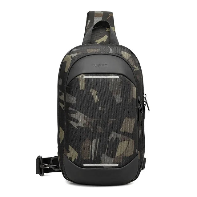 Men Oxford Anti-theft Lock Fashion Multifunction USB Crossbody Shoulder Travel Sports Messenger Pack Chest Bag Running Hombre