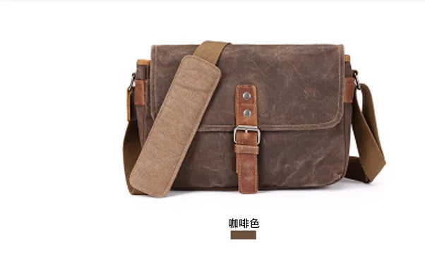 Men Vintage Oil Waxed Canvas Shoulder Bags Shockproof DSLR Camera Bag Waterproof Canvas messenger casual Crossbody Bags for men