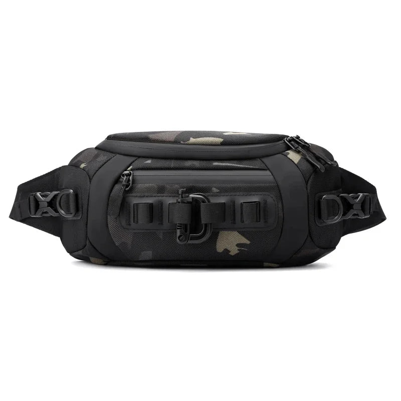 Men Waist Fanny Pack Belt Sling Chest Travel Multi-Pocket Military Fashion Male Nylon Cross body Messenger Purse Bum Hip Bag