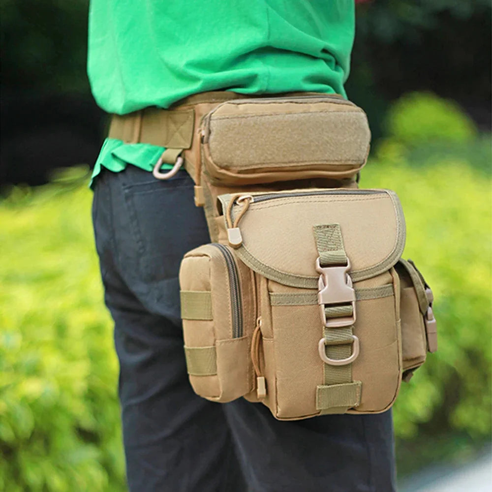 Men Waist Leg Bag Military Motorcycle Rider Camera Multi-Pockets Shoulder Nylon Male Bum Hip Thigh Fanny Pack Bags