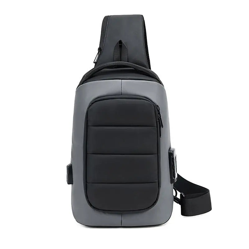 Men's Chest Bag with USB Charging Multifunctional Messenger Bag Shoulder Bag for IPad 9.7 Inch Crossbody Bag