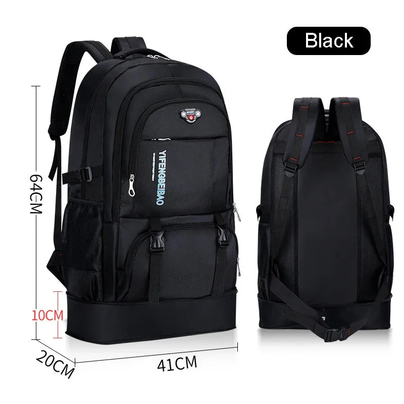 Men's Outdoor Backpack 65L High Capacity Climbing Travel Rucksack School Bag Sports Camping Hiking Pack For Male Female Women