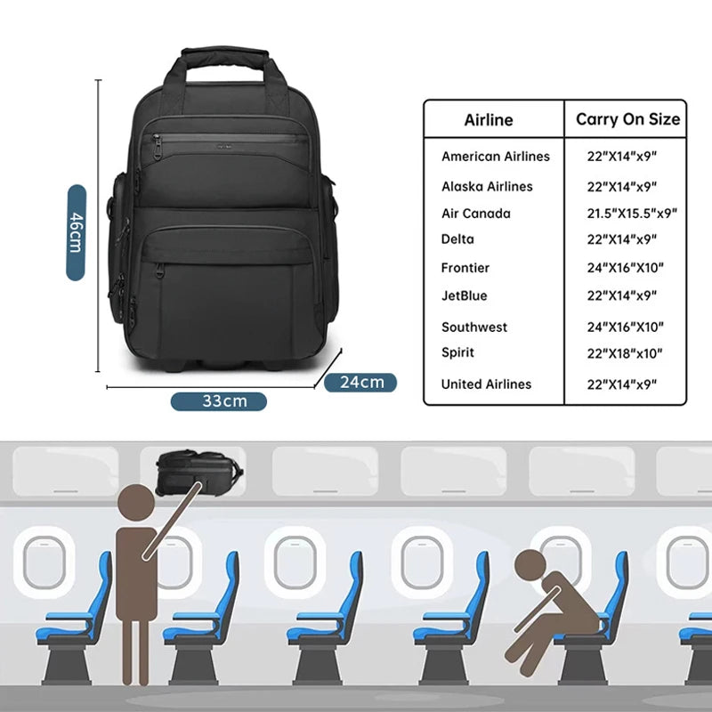 Men's Rolling Luggage Handbag Trolley Bag with wheels Carry on Hand Luggage Travel Suitcases Business Laptop Bag For Men