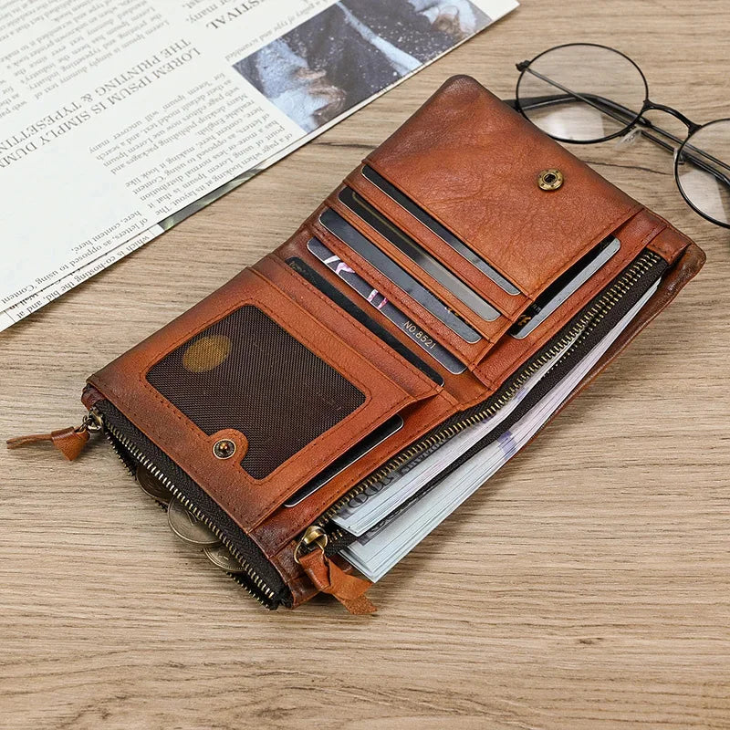 Men's Wallet Genuine For Cards Small Male Coin Purse Short Leather Wallets Clutch Mens burse