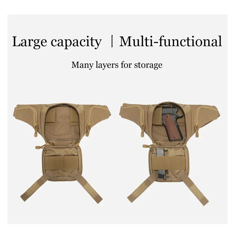Military Tactical Waist Gun Bag Belt Bumbag Waterproof Nylon Molle EDC Fanny Phone Pouch for Hunting Climbing Camping