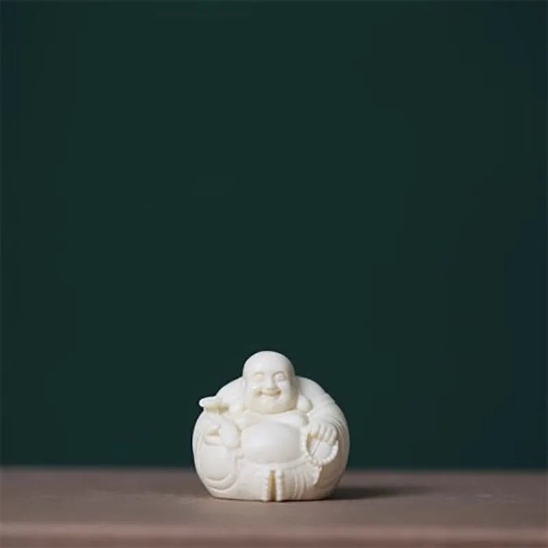 Mini Laughing Buddha Decorative Statue Chinese Lucky Buddha Statue Carved exquisite carving Home decoration figurines