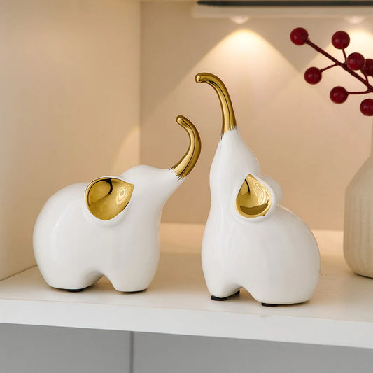 Modern Abstract Elephant Sculpture & Figurines Home Decor Ceramic Crafts Indoor Statue Living Room Animal Figure Gift