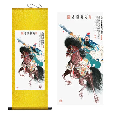 Modern Art Guan Gong Guan Yu Feng Shui Wealth Painting Wall Art Hanging Scroll Living Room Corridor Decoration