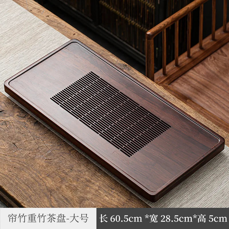 Modern Minimalist Bamboo Kung Fu Tea Set Tea Tray Tea Pitcher Solid Wood Household Small Tray Draining Drawer Drain Pipe