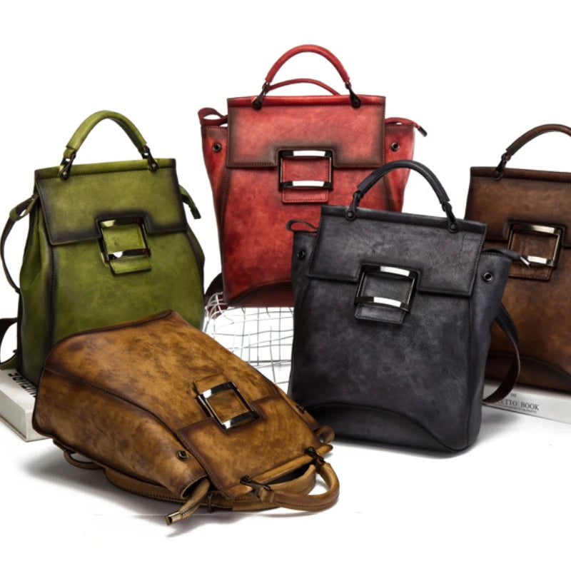 Multi-functional Genuine Leather Backpack Vintage Casual Fashion Large Capacity Mochila Shopping Travel Versatile Practical Bags