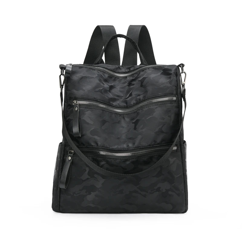 Multi-pocket Black Nylon Women Backpack Female Simple Pattern Travel Bag High Quality Schoolbag For Teenage Girls Book Knapsack