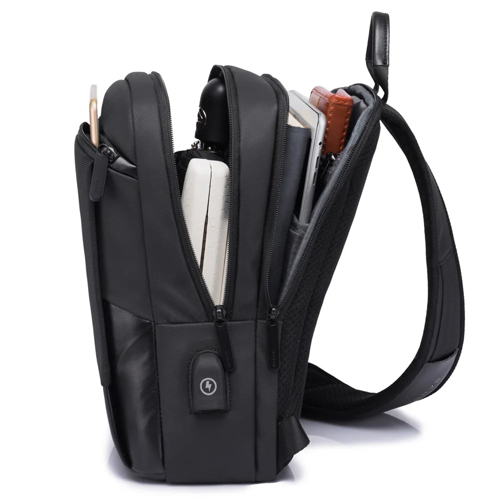 Multifunction Crossbody Chest Bag Men USB Charging Pack Short Trip Messengers Bag Water Repellent Shoulder Fashion