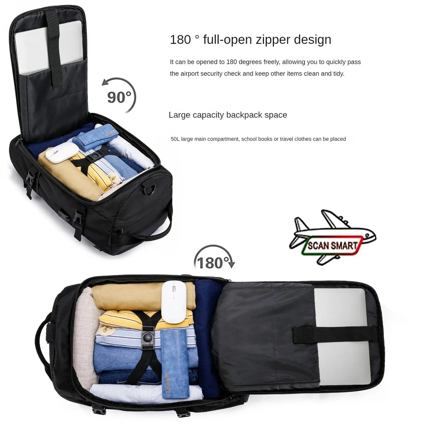 Multifunctional Leisure Mountaineering Fitness Backpack 50L Large Capacity Travel Handbag Can Hold A 19-inch Laptop