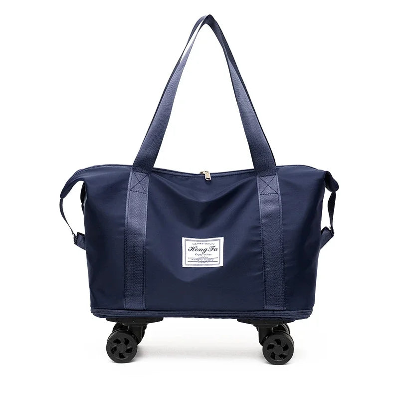 Multifunctional Waterproof Travel Bag with Detachable Wheels Large Capacity Luggage Handbag Dry and Wet Separation Gym Bag