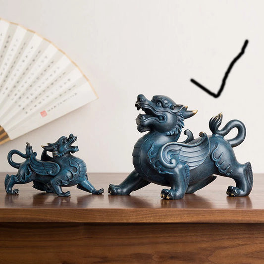 NEW FENG SHUI HOME Exorcise evil spirits Shop store business bring wealth money GOOD LUCK brass Royal Dragon PI XIU statue