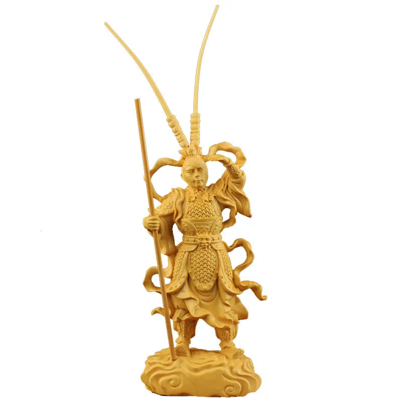 NaturalSolid wood Mythical figure Monkey King Statue Chinese masterpiece Journey to the West ,Home Room Office Feng Shui Statue
