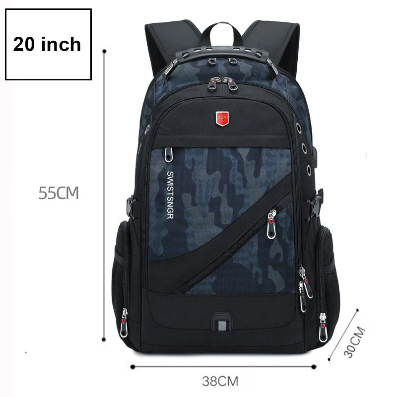 New 20 Inch Laptop Backpacks Man Anti-thief Fashion Men Backpack Waterproof USB Charging Travel Bag Male Mochila High Capacity