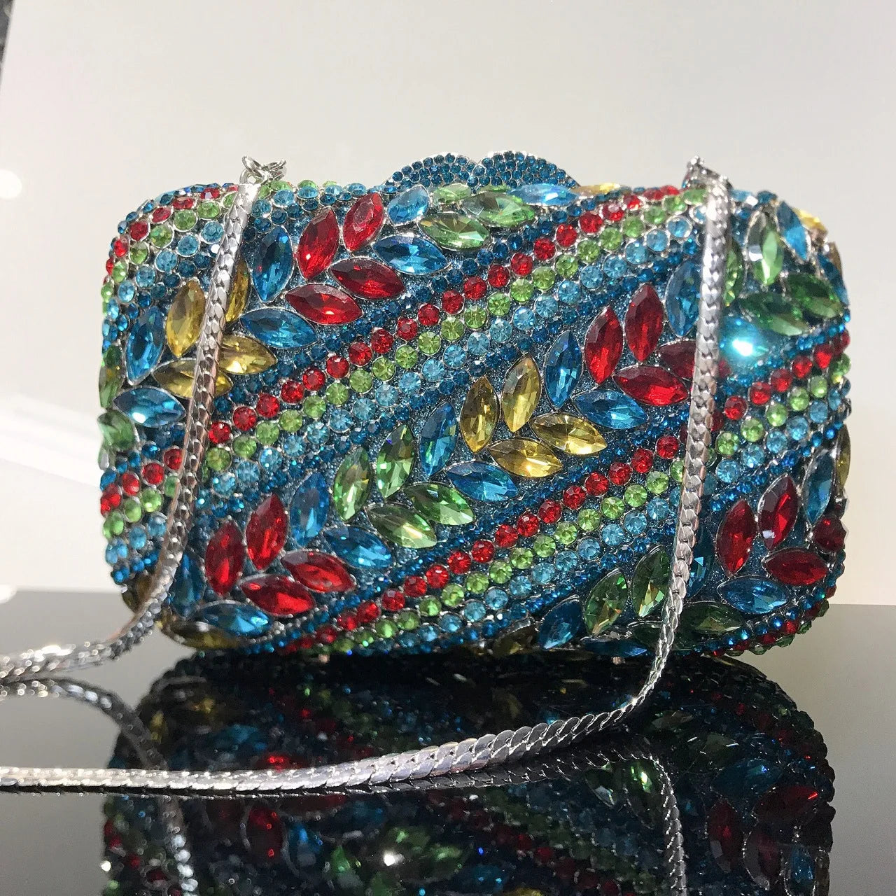 New Arrival Multicolored Crystal Stone Woman Evening Bag Wedding Bridal Banquet Party Gala Diamond Purse Rhinestone Prom Handbag
