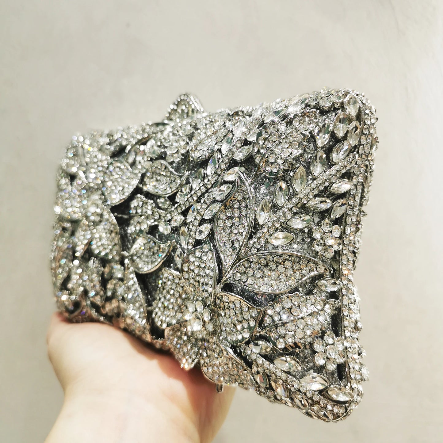 New Arrival Wedding Bridal Flower Diamond Purse Woman Floral Crystal Gala Party Evening Bag Rhinestone Birthday Gift Handbag