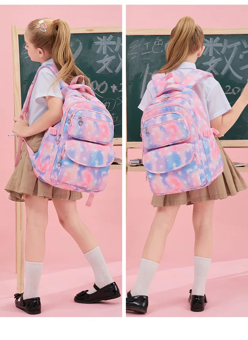 New Backpack for Kids Girls School Backpack with Lunch Box Teens Girls Bookbags Set Children's Waterproof Schoolbag Mochilas