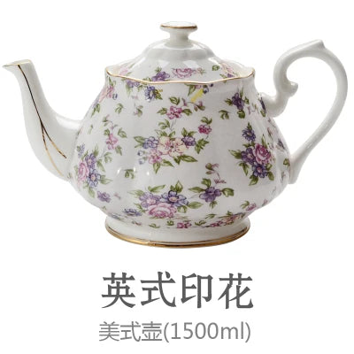 New British Bone China Coffee Pot European Style Afternoon Tea Teaset Ceramic Teapot Coffee Pot Porcelain Flower Tea Pots