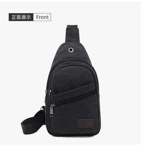 New Casual Canvas Men's Chest Outdoor Sports Man Crossbody Fashion Sling Vintage Male Shoulder Bag