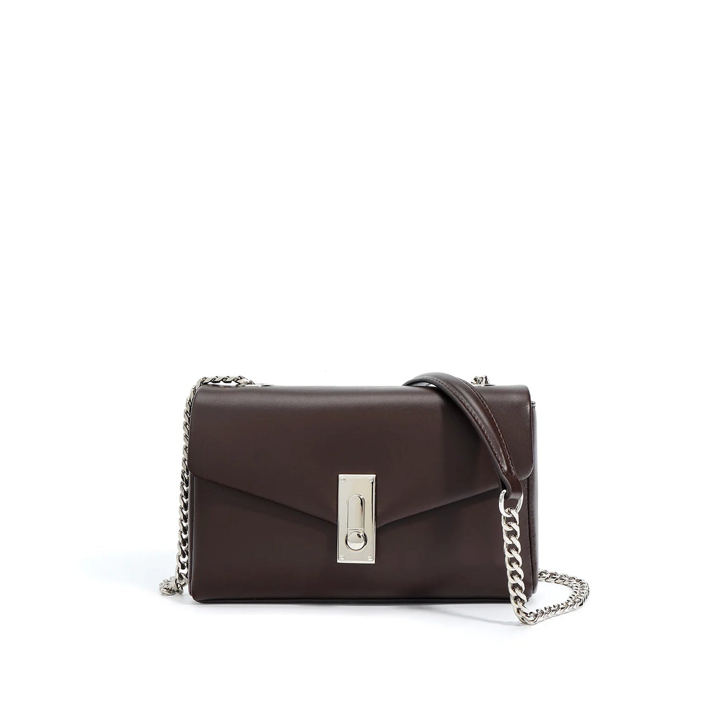 New Clamshell Lock Fenuine Leather Small Square Bags Simple Commuter All-match Chain Crossbody Shoulder Handbags Elegant Bolsas