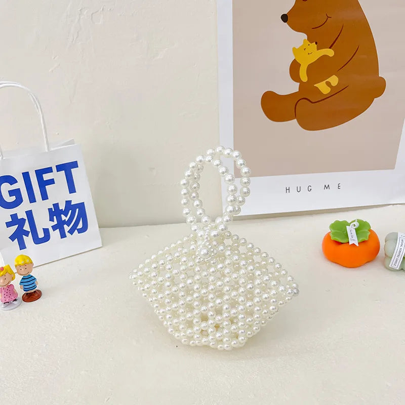 New Cute Children Girl Party Shoulder Bag Pearl Handbag Toddler Coin Purse Kawaii Mini Crossbody Bags Kids Gift