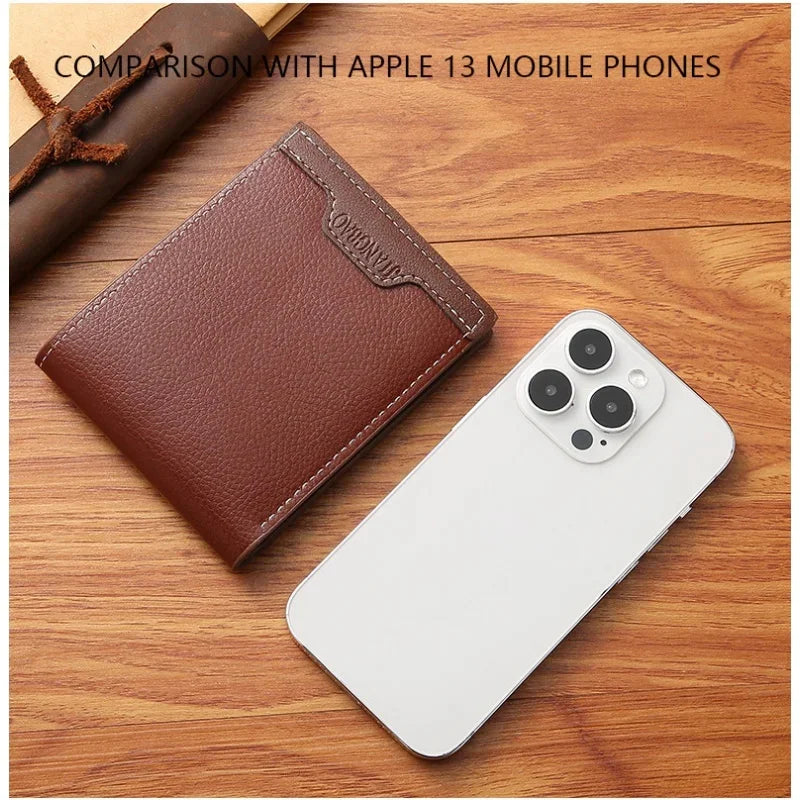 New Fashion Men's Short Slim PU Leather Purses Business ID Cards Holder Coin Man Zipper Money Wallet