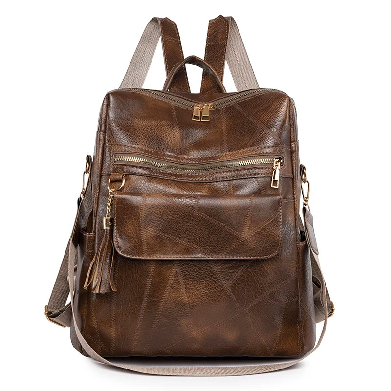 New Fashion Multifunctional High Capacity Travel Backpack High Quality Leather Backpack Luxurious Tassel Designer Brand Mochilas