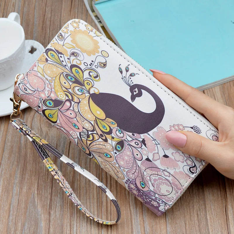 New Fashion Peacock Women Purse Long Zipper Clutch Wallets Large Capacity Lady Girls Mobile Phone Hand Bags Portefeuille Femme